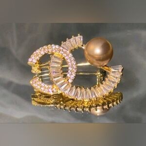 Chanel Style Gold Tone Brooch